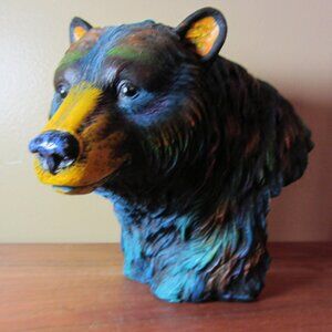 ebros BAF-760 wild & free north american colorful brown bear bust statue (W5001)